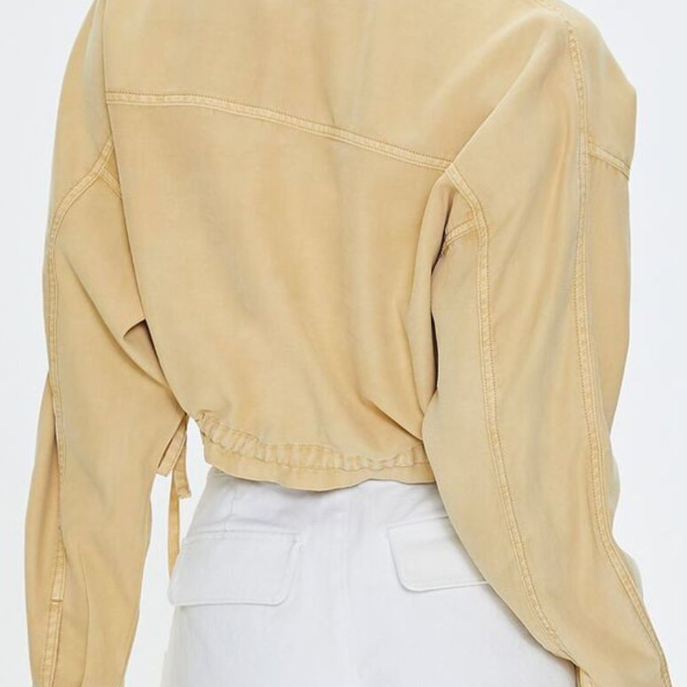 Cropped Drawstring Twill Jacket - Picture 4 of 4